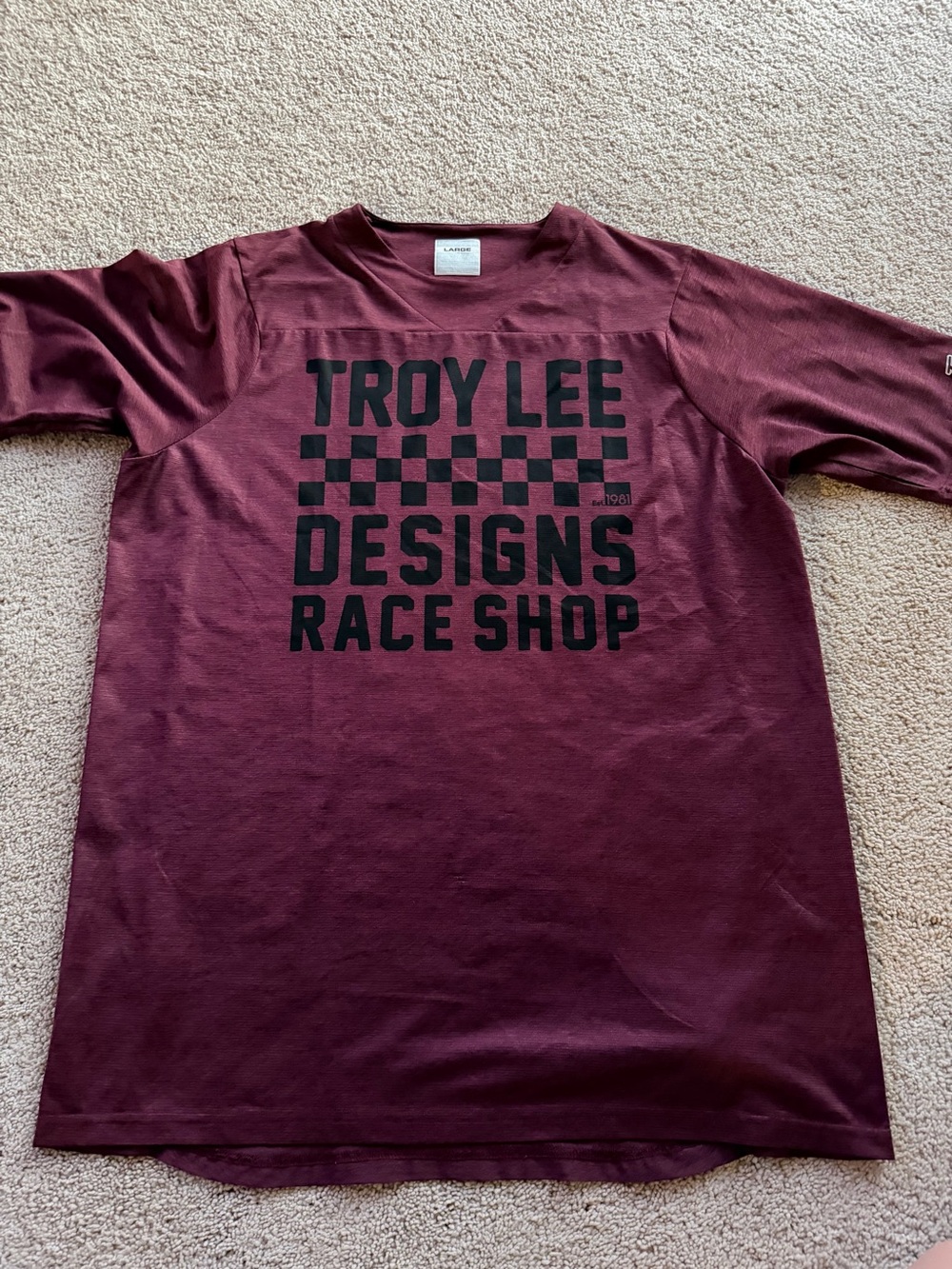 Troy Lee Designs Men's Maroon Short Sleeve Mountain Bike Tee